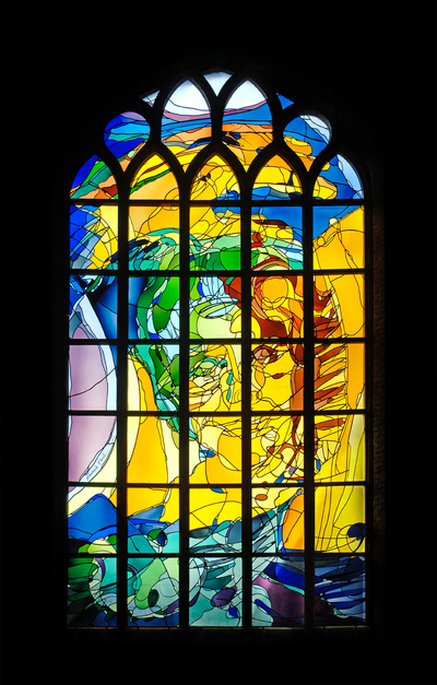 The Daughter of Jaïrus, 2006, stained glass windows, 750 x 350 cm, De Nieuwe Kerk Delft. Photo: Sietske Roorda