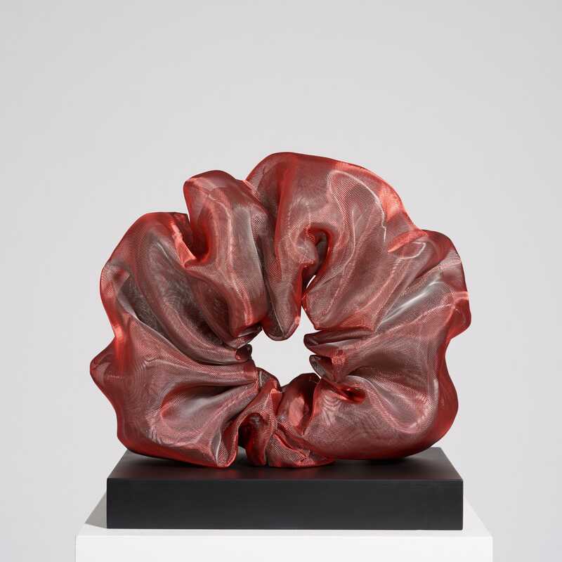 É - Panta rei 14, 2021, tela metálica de acero inoxidable y madera, 38 x 42 x 30 cm, peso 2,8 kg - Almudena Torró - 1 .jpg