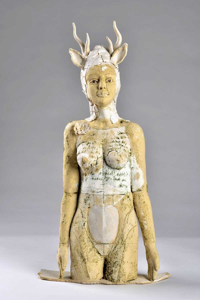 Gaby PÃ¼hmeyer_Deer Woman_ceramic sculpture_64 cm_2018.jpg