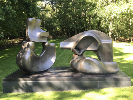 Large Four Pierce Reclining Figure Henry Moory