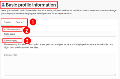 Edit - Profiel basic information