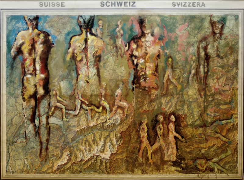 Svizzera 4. 2006. Olio su carta geografica. 132 x 185 cm.jpg