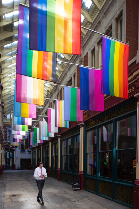Guillaume Vandame, Symbols 2019-2020, flags, dimensions vary, photo Nick Turpin Sculpture in the City, London