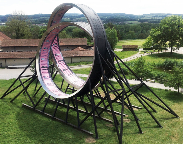 Bildstein/Glaz, The Loop, 2017. Aluminium sheet metal, painted wood, 70 running meters  15 x 12 x 9m (LxWxH) Kunstmuseum Thurgau, CH