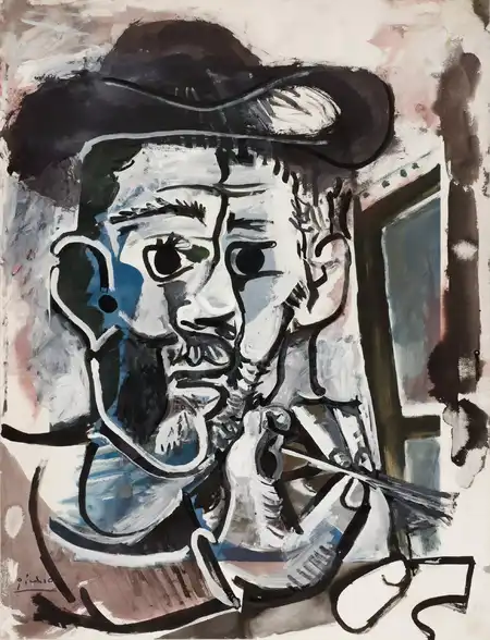 Pablo Picasso, Der Maler bei der Arbeit, 1964, Sprengel Museum Hannover Â© Succession Picasso / VG Bild-Kunst, Bonn 2023