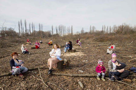 Cecylia Malik, performance Polish Mothers on the Tree Stumps, 04.03.2017 Photo Tomasz Wiech