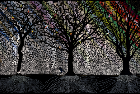Sara Vrugt, 100,000 Trees and a Threaded Forest, 2020-2025<br />3.80 H x 5.95 x 5.25 cm, length 30 m, realized by 1278 volunteers, linked to TreeSisters, donations for tree planting. Photo Rogier Chang