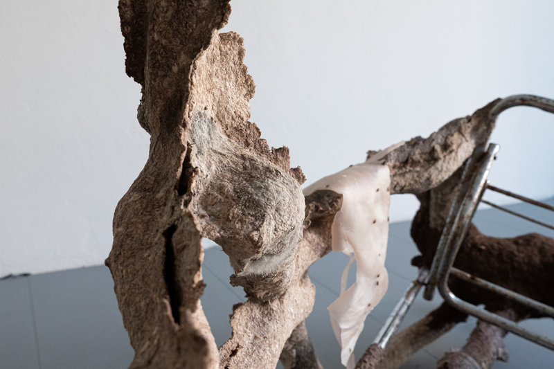 Ruta Putramentaite, Creature No. 17, 2023. The Beauty in the Landfill (detail). Exh. view Gallery Entrance, Prague, CZ, 2023