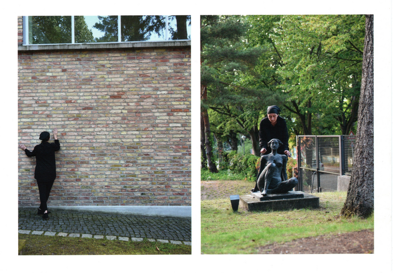 Moving Female Sculpture, Birgit Szepanski, Performance (2023) in the courtyard of the Georg Kolbe Museum, Berlin, and at Jenny Wiegmann-Mucchis‘ sculpture The Year 1965. Photos: Susanne Brodhage