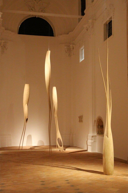 Mirko Zrinšćak, Untitled, sculptures, oakwood 450 c cm, 461 cm, 630 cm and 478 cm long, Gallery Božidar Jacak, 2015