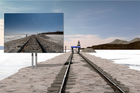 digital print polyester mesh fabric, found wooden frame with glass