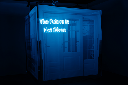 print on polyester mesh, neon light