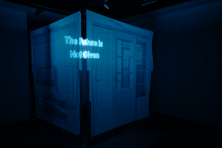 print on polyester mesh, neon light