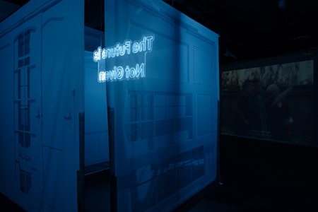 print on polyester mesh, neon light