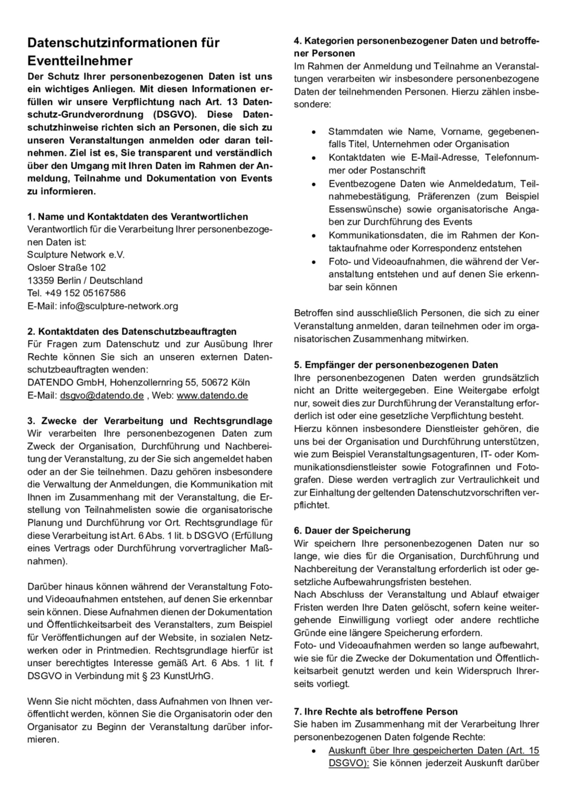 Datenschutzinformationen für Eventteilnehmer DE