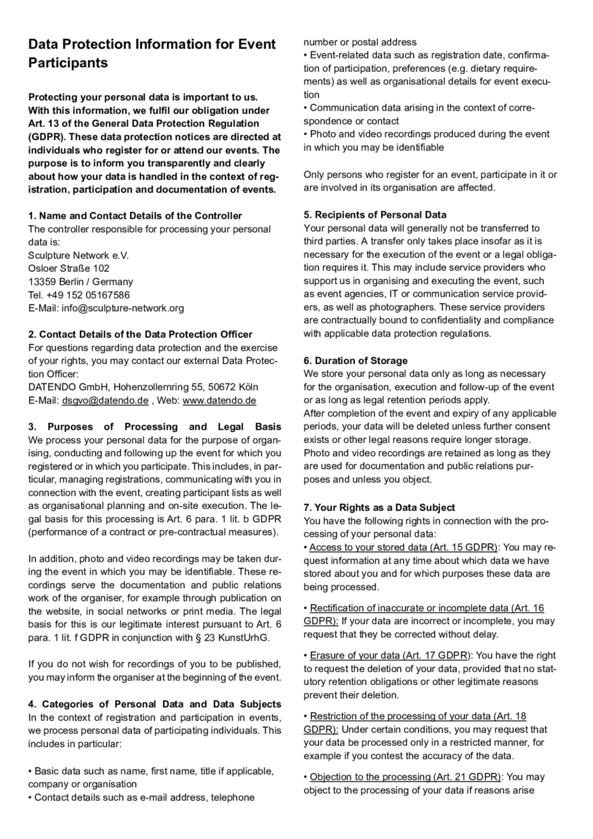 Datenschutzinformationen für Eventteilnehmer EN