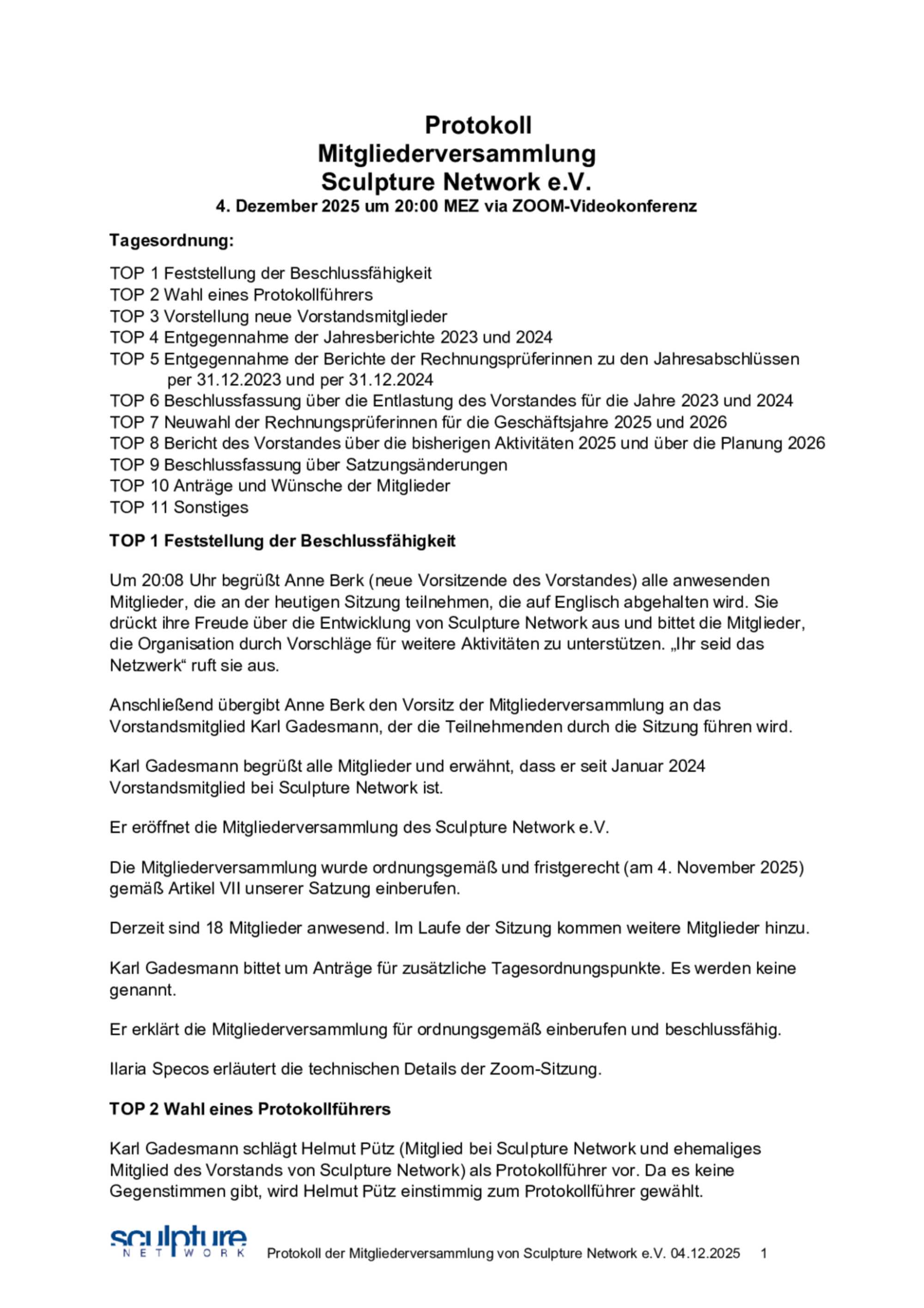 Sculpture Network General Meeting 2025_deutsch