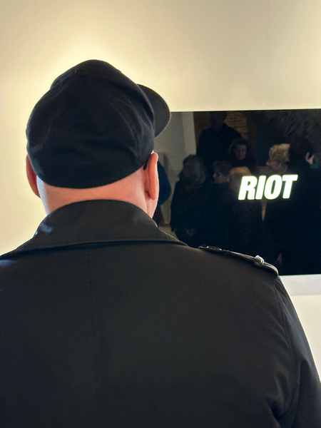 MK Kaehne in front of his work Riot (2011)