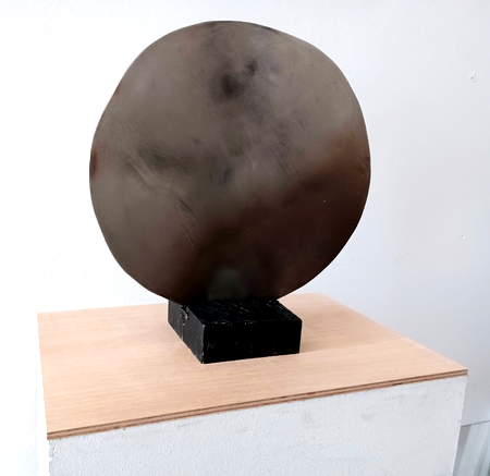 Margret Holt, stainless steel, wood, 35x35x15cm