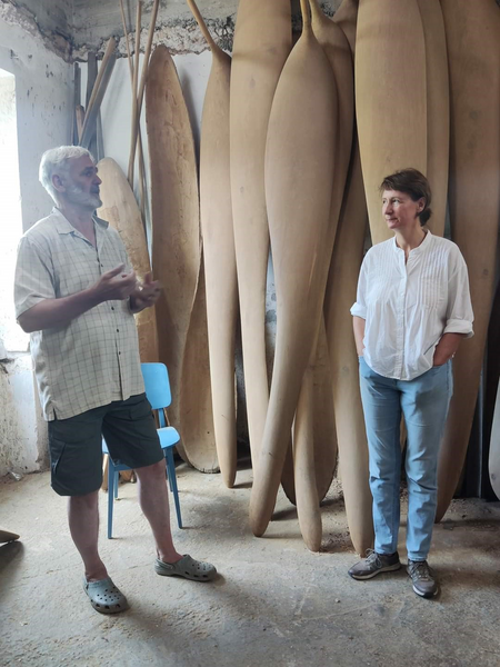 Mirko Zrinšćak in his studio with Sculpture Network Coordinator Marina Bauer during our Dialogue, 2024