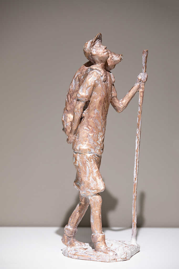 Kleine Bronzeskulptur Hans im Glück