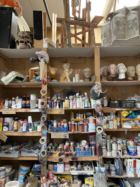 Sculpture Berlin studio shelf. Photo: Anemone Vostell