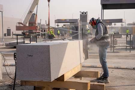 Birgit Cauer, work in progress, Tuwaiq Sculpture Symposium in 2025