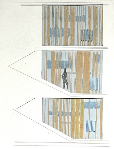 Hal Busse Zeichnung Treppenhaus WVZ-06641 Wandmalerei Schule Amorbacher Haus