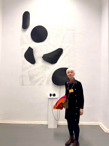 wall installation, steel burned, speech sound, 360x160x30cm