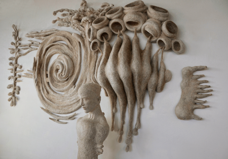 Stefanie Ehrenfried, Inner Landscape, 2023-2025. 270x270x80cm wool, detail