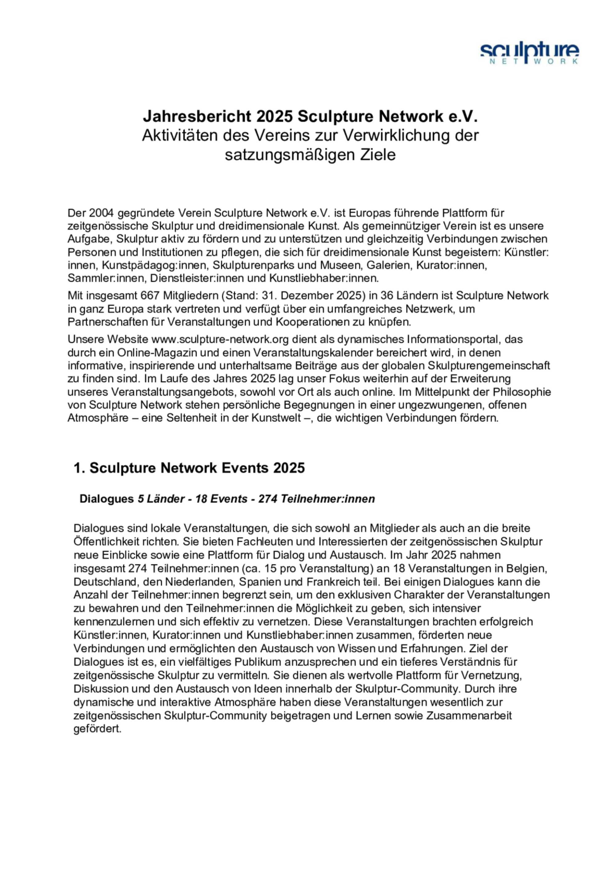 Jahresbericht 2025 Sculpture Network e.V.
