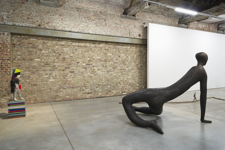 Henk Visch Subterranean man 2015 bronze. Exh view Be Part. Photo: Dirk Pauwels