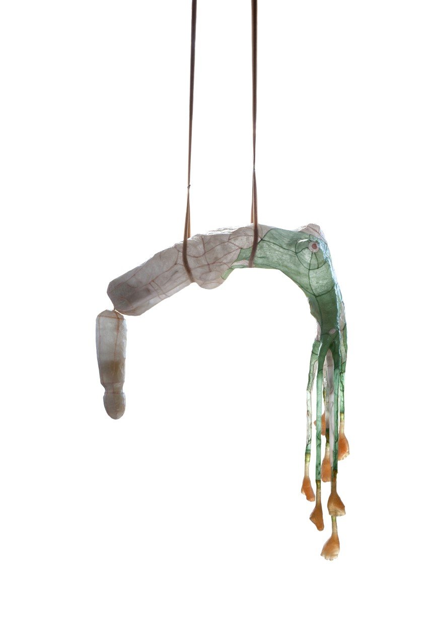 Fleur van den Berg, plantvrouw (plantwoman), 2017, glass, textiles and other materials height sculpture without straps 150 cm, width 115 cm, depth 28 cm